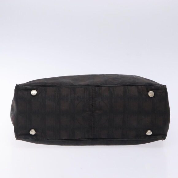 CHANEL New Travel Line Tote Bag Nylon Dark Brown Black CC Auth - Picture 8 of 16